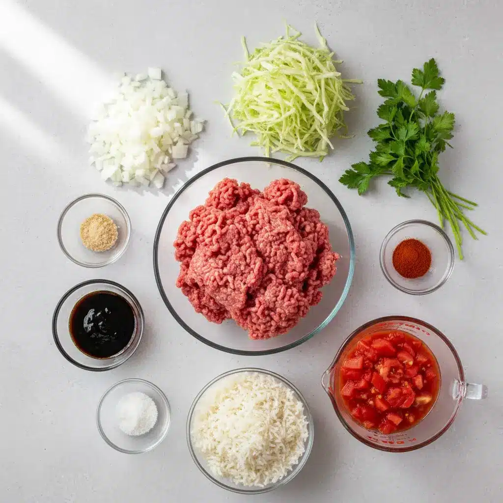 Savory Cabbage Beef Bake ingredients