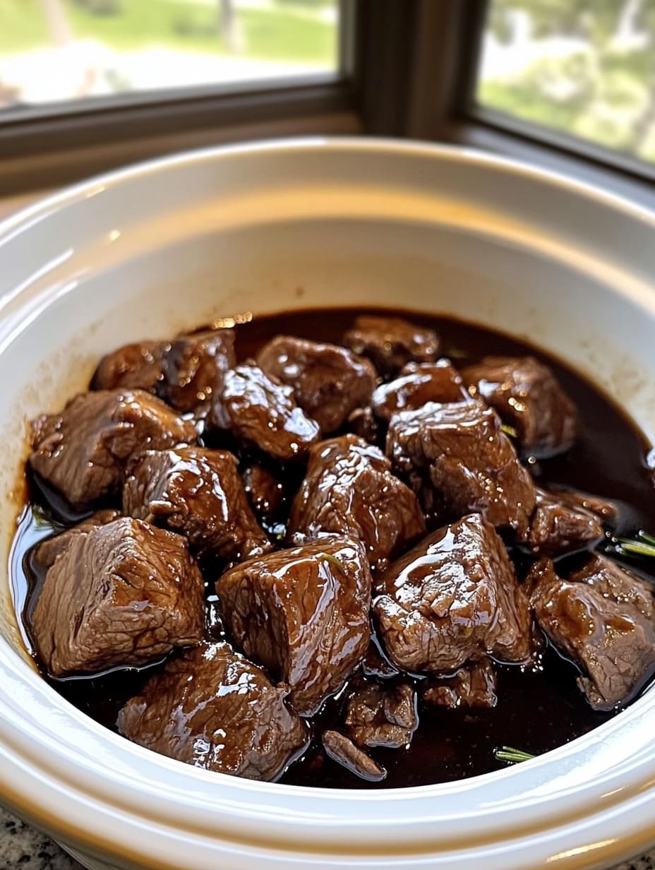Slow Cooker Rosemary Balsamic Beef Tips
