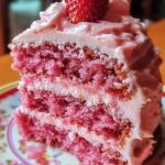 Strawberry Honeybun Cake with Strawberry Cream Icing