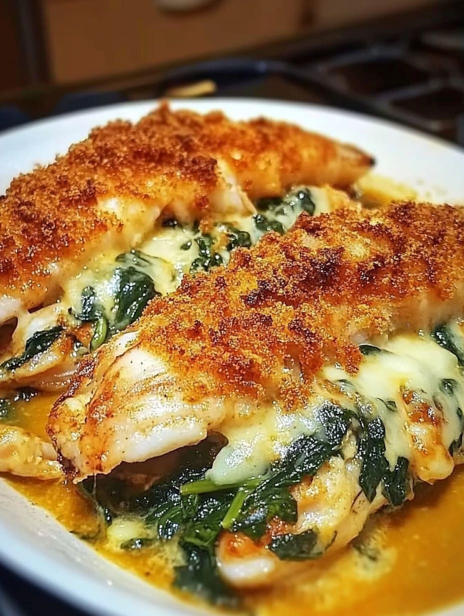 Stuffed Catfish with Cheese, Spinach, and Shrimp