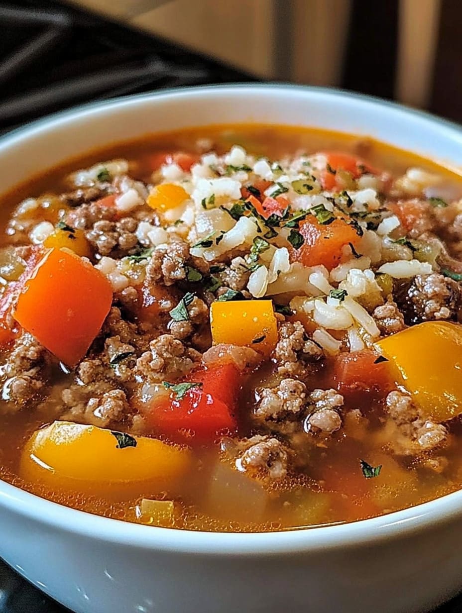Stuffed Pepper Soup with Ground Beef