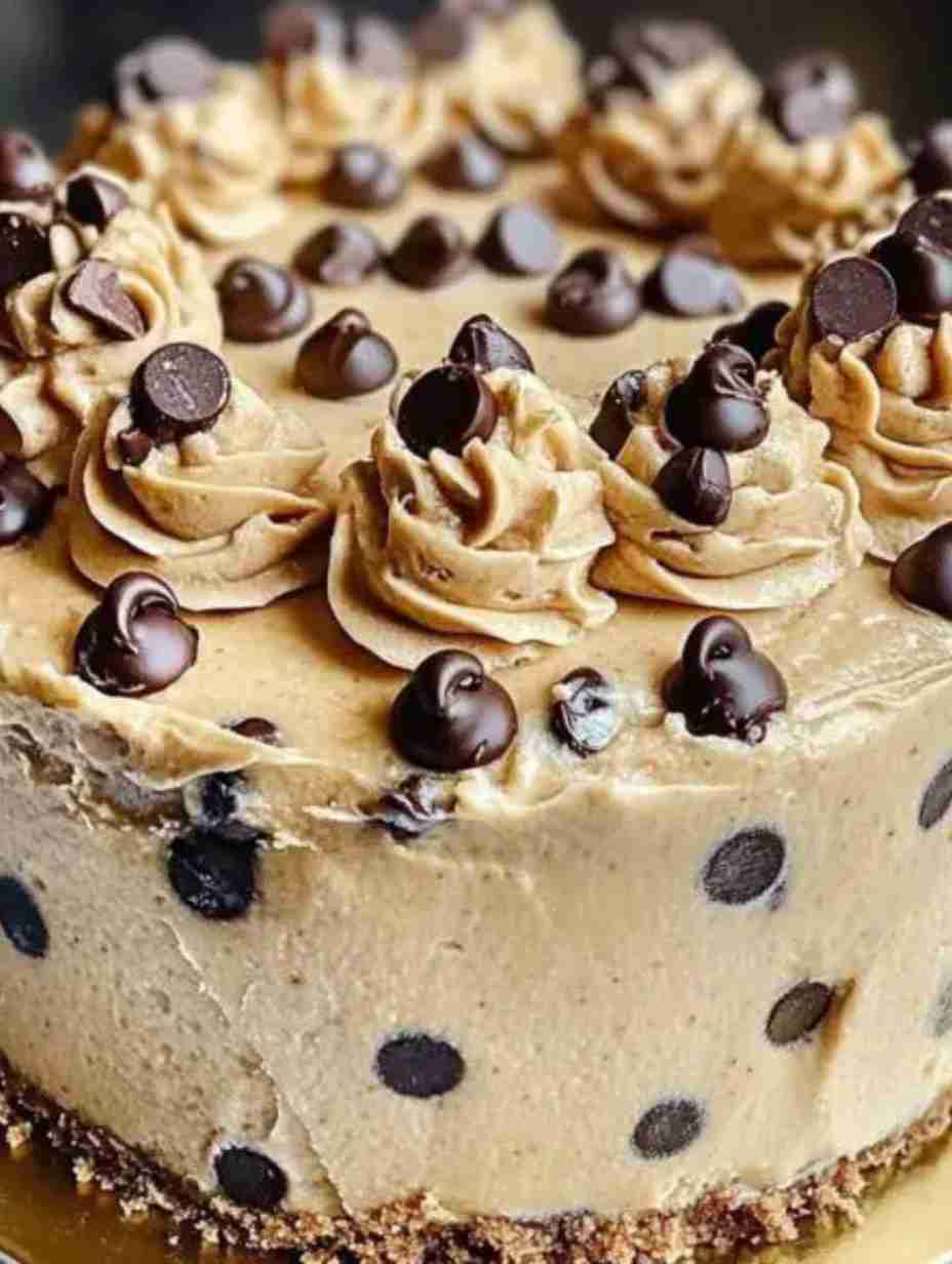 Frozen Chocolate Chip Cookie Dough Cake (Easy No-Bake Dessert)