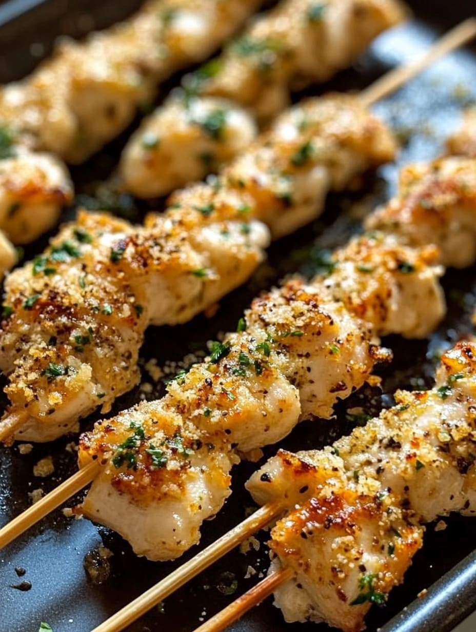 Baked Garlic Parmesan Chicken Skewers
