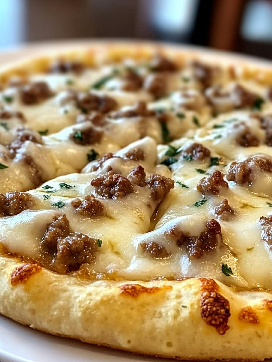 Biscuits and Sausage Gravy Breakfast Pizza