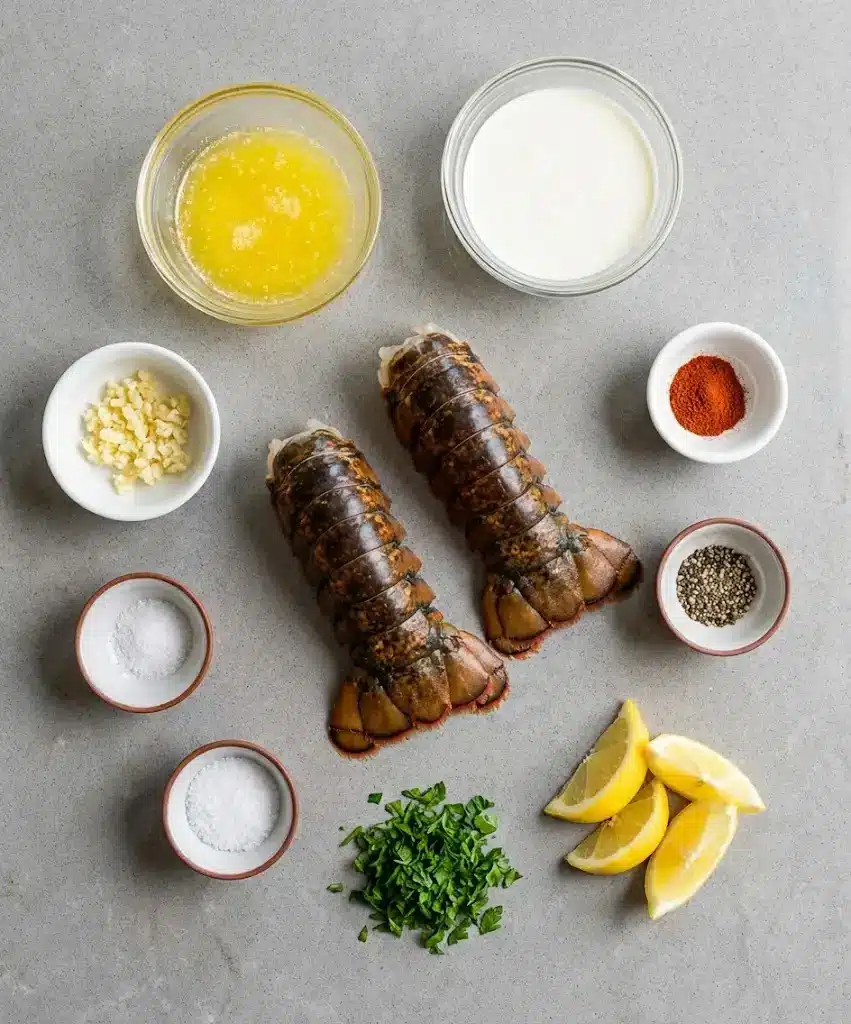 Broiled Lobster Tails with Creamy Garlic Butter Sauce ingredients