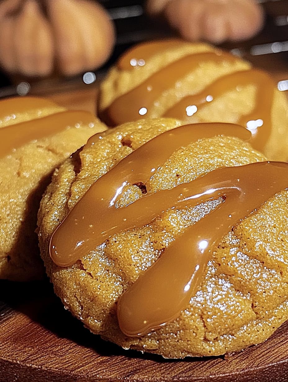 Caramel Drizzled Pumpkin Cookies