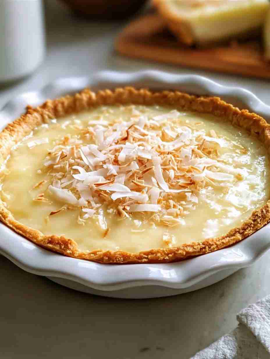 Coconut Magic Custard Pie Easy Layered Dessert