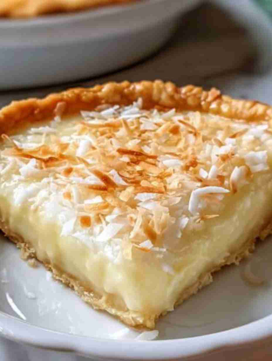 Coconut Magic Custard Pie Easy Layered Dessert
