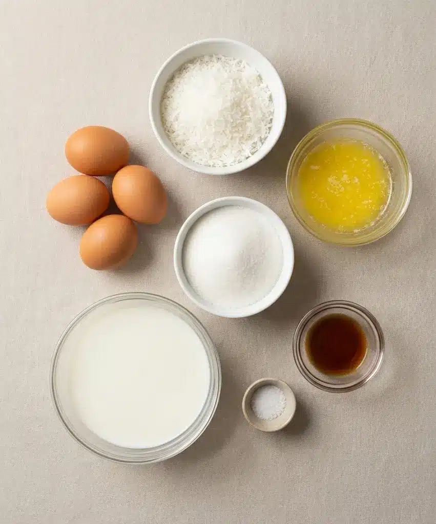 Coconut Magic Custard Pie ingredients