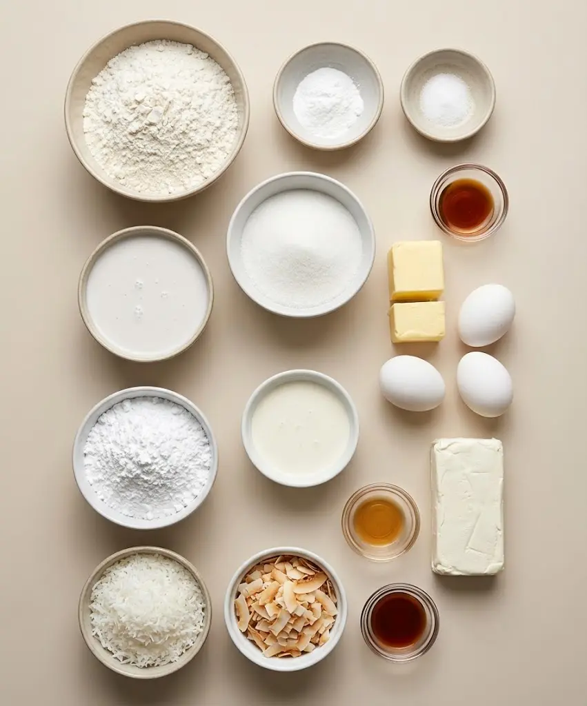 Creamy Coconut Cake ingredients