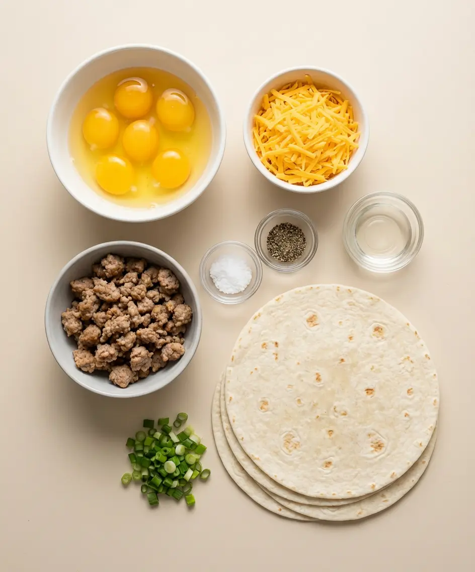 Delicious Sausage Egg Cheese Roll-Ups for Breakfast Bliss ingredients