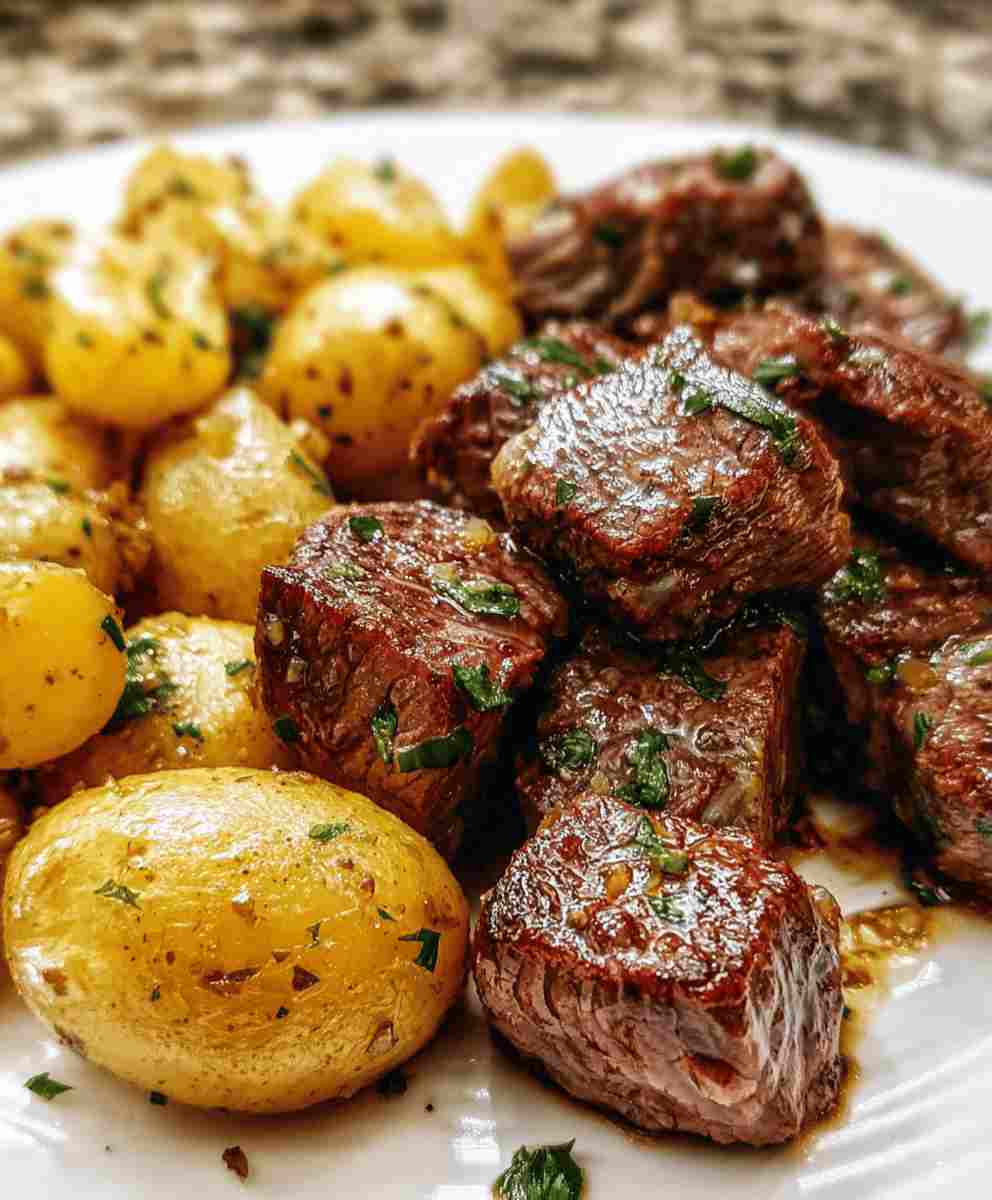 Garlic Butter Steak Bites and Potatoes Recipe