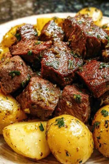 Garlic Butter Steak Bites and Potatoes Recipe