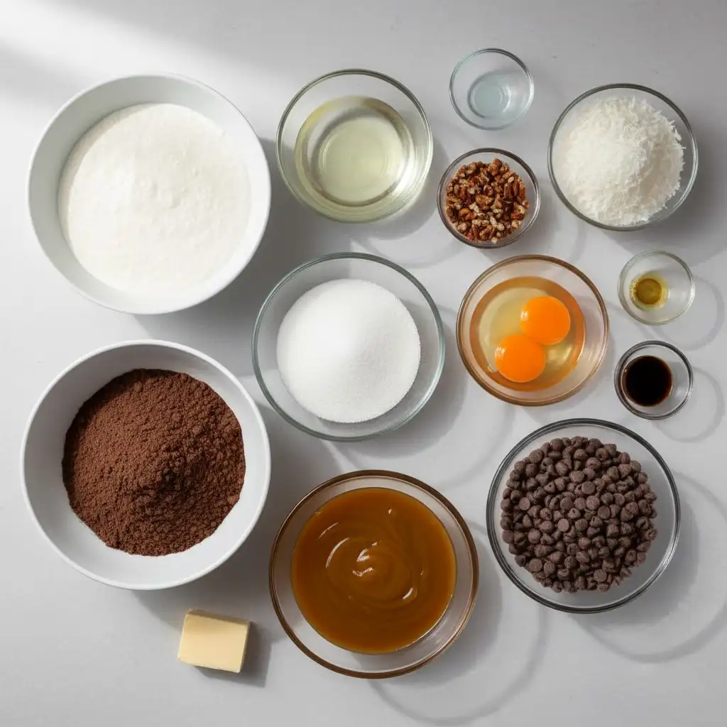 German Chocolate Poke Cake ingredients