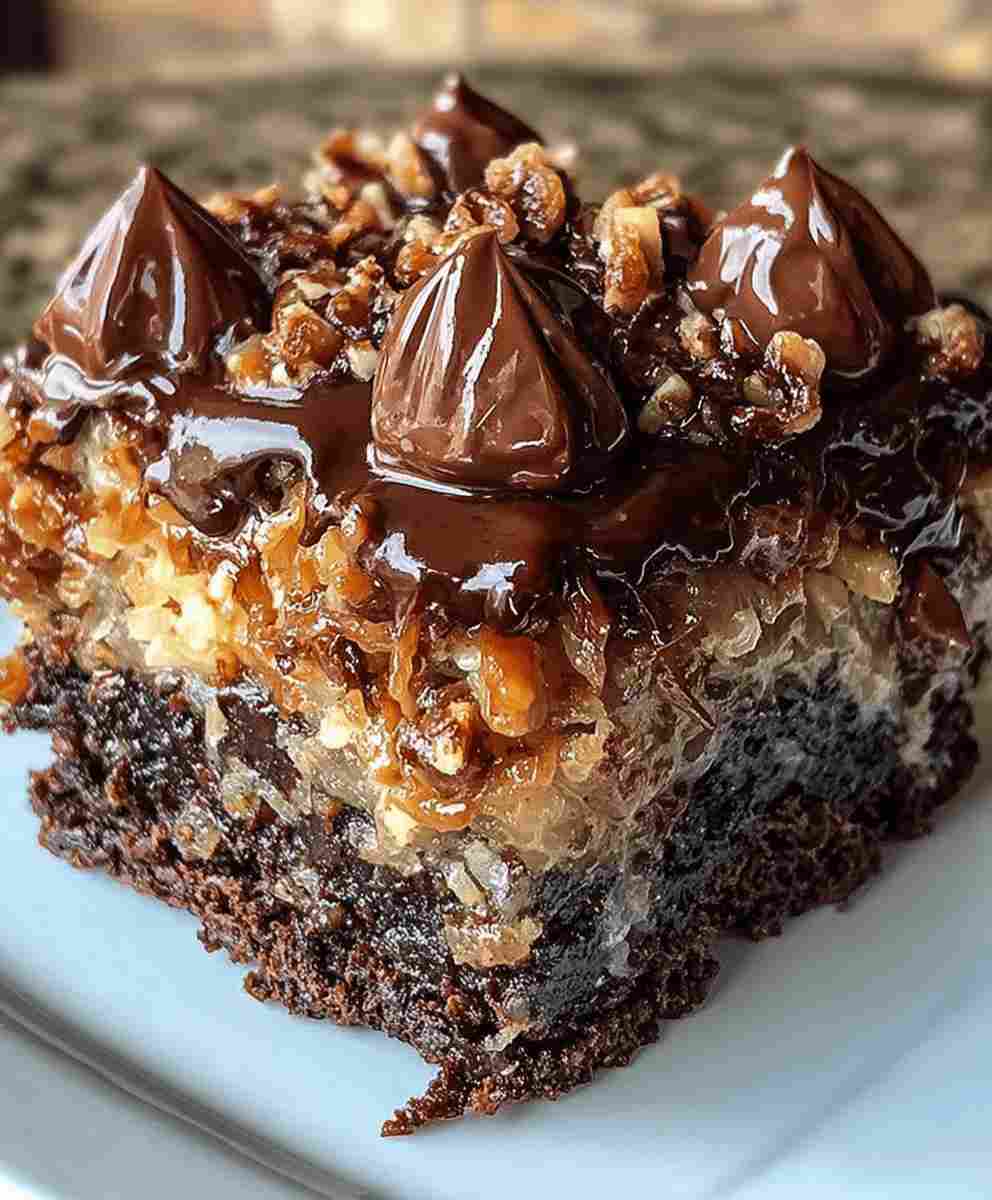 German Chocolate Poke Cake