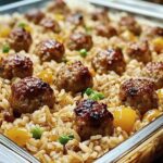 Honey Garlic Meatball Rice Bake