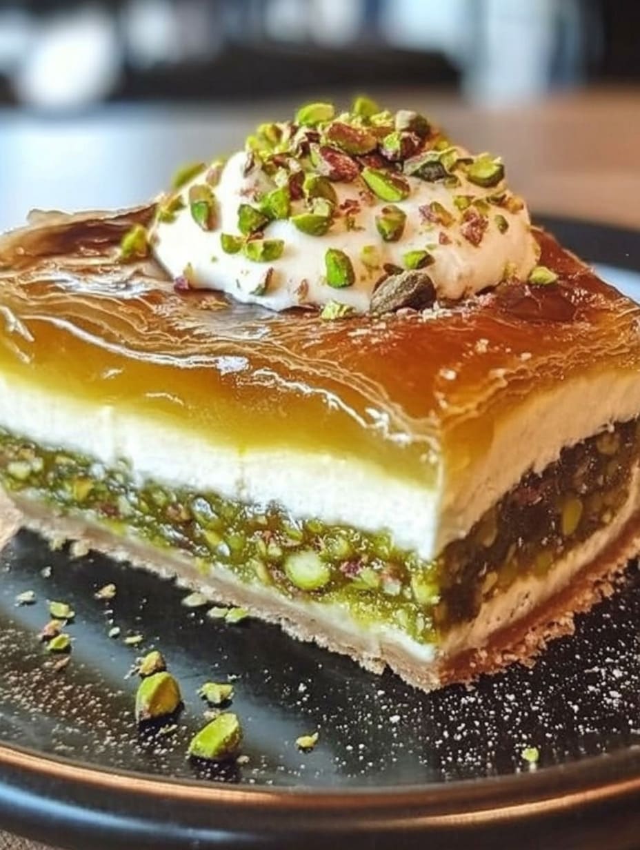 Honey Pistachio Baklava Cheesecake