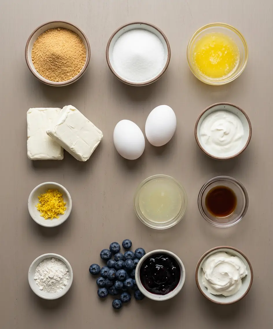 Mini Lemon Blueberry Cheesecakes ingredients