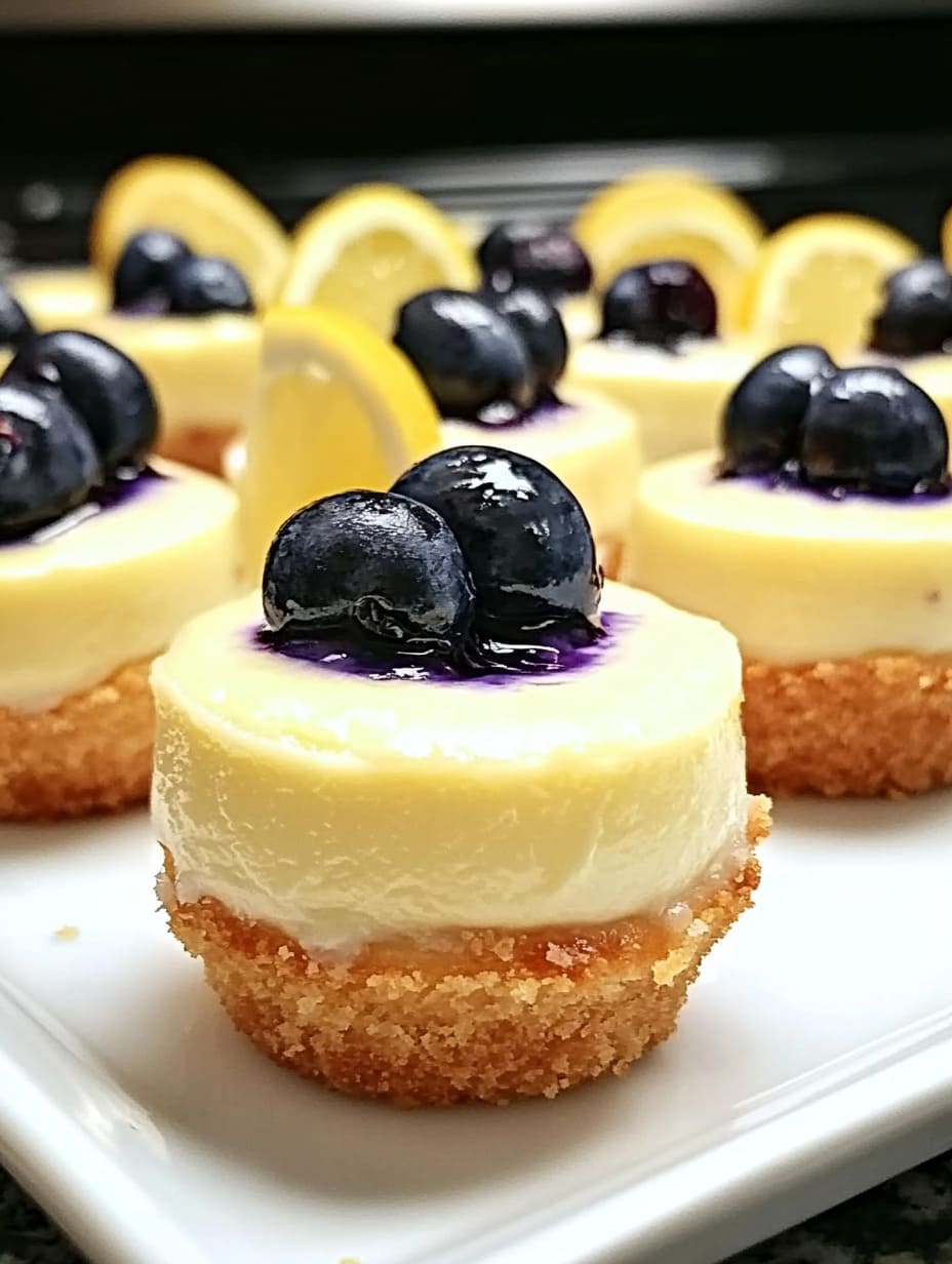 Mini Lemon Blueberry Cheesecakes