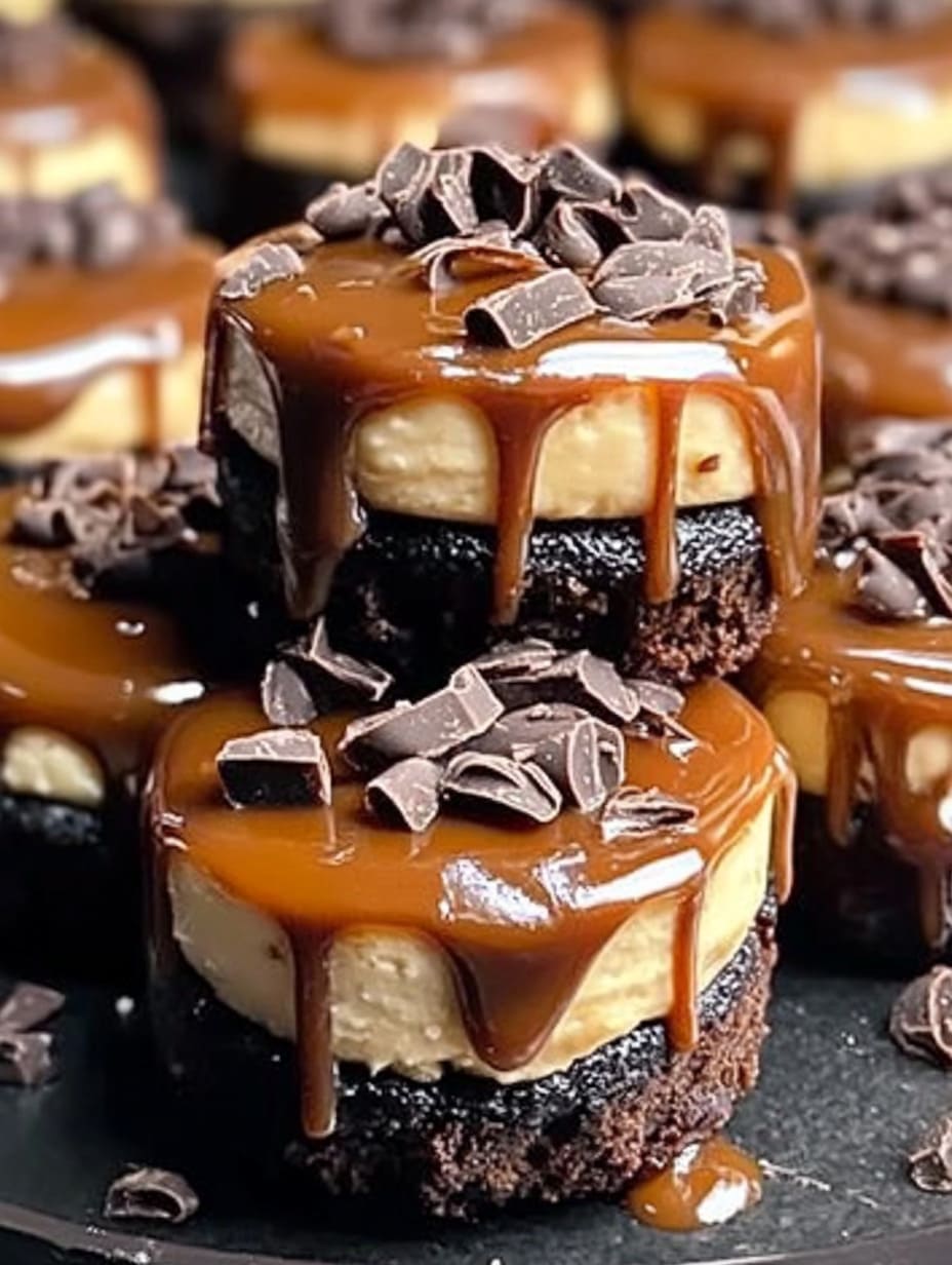 No Bake Chocolate Caramel Cheesecake Bites
