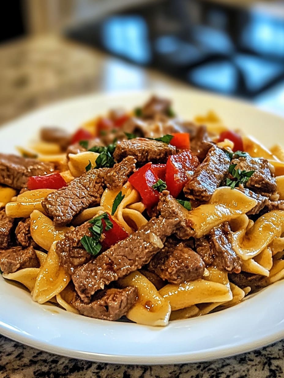 Pepper Steak Pasta Delight