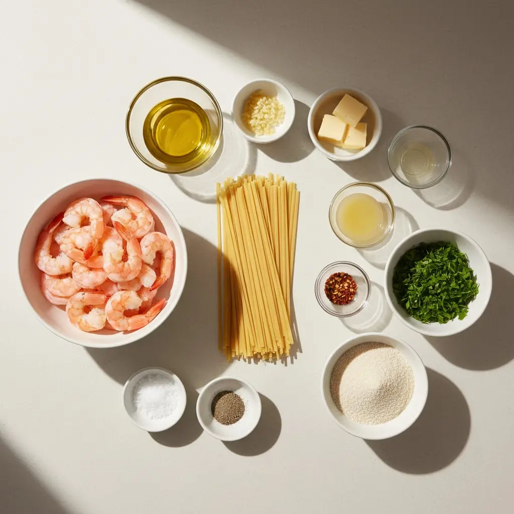 Shrimp Scampi Pasta Bake ingredients