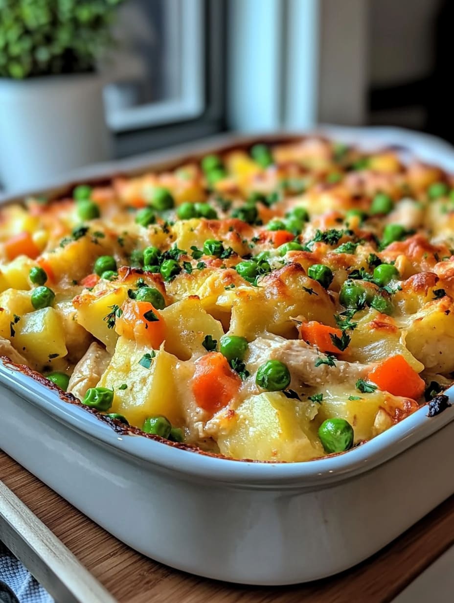 Spring Veggie Loaded Chicken Potato Casserole