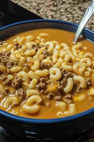 One-Pot Macaroni Cheeseburger Soup