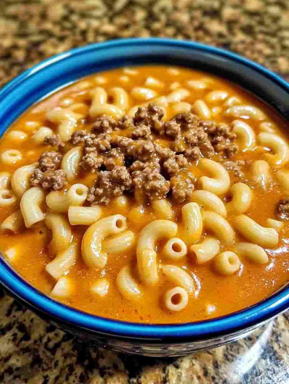 One-Pot Macaroni Cheeseburger Soup