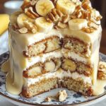 Banana Walnut Cream Cake with Custard | Moist & Delicious