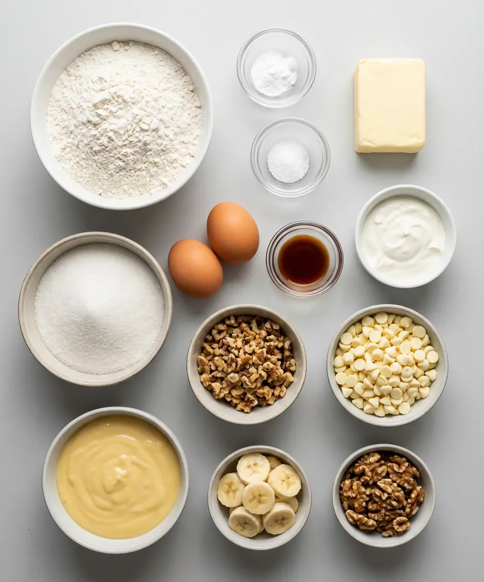 Banana Walnut Cream Cake with Custard ingredients