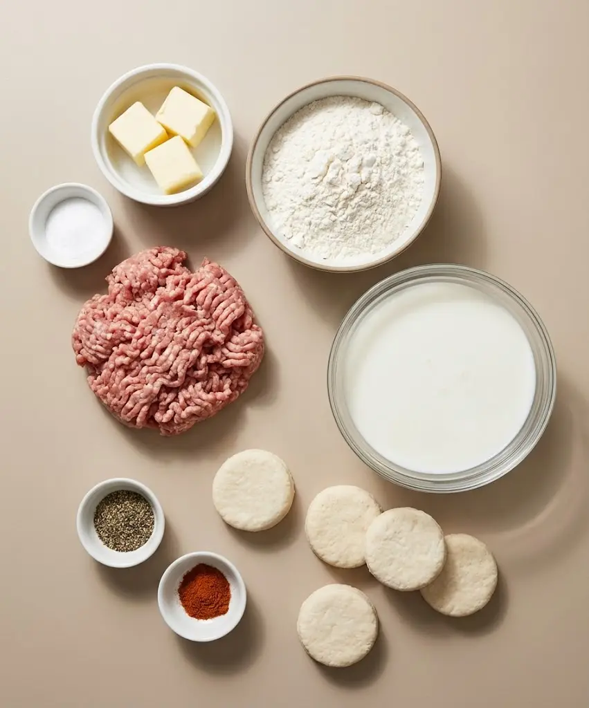 Biscuits and Gravy Casserole ingredients
