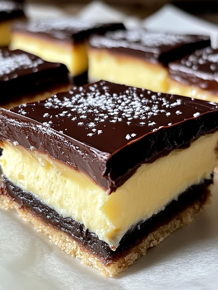 Boston Cream Pie Bars with Thick Chocolate