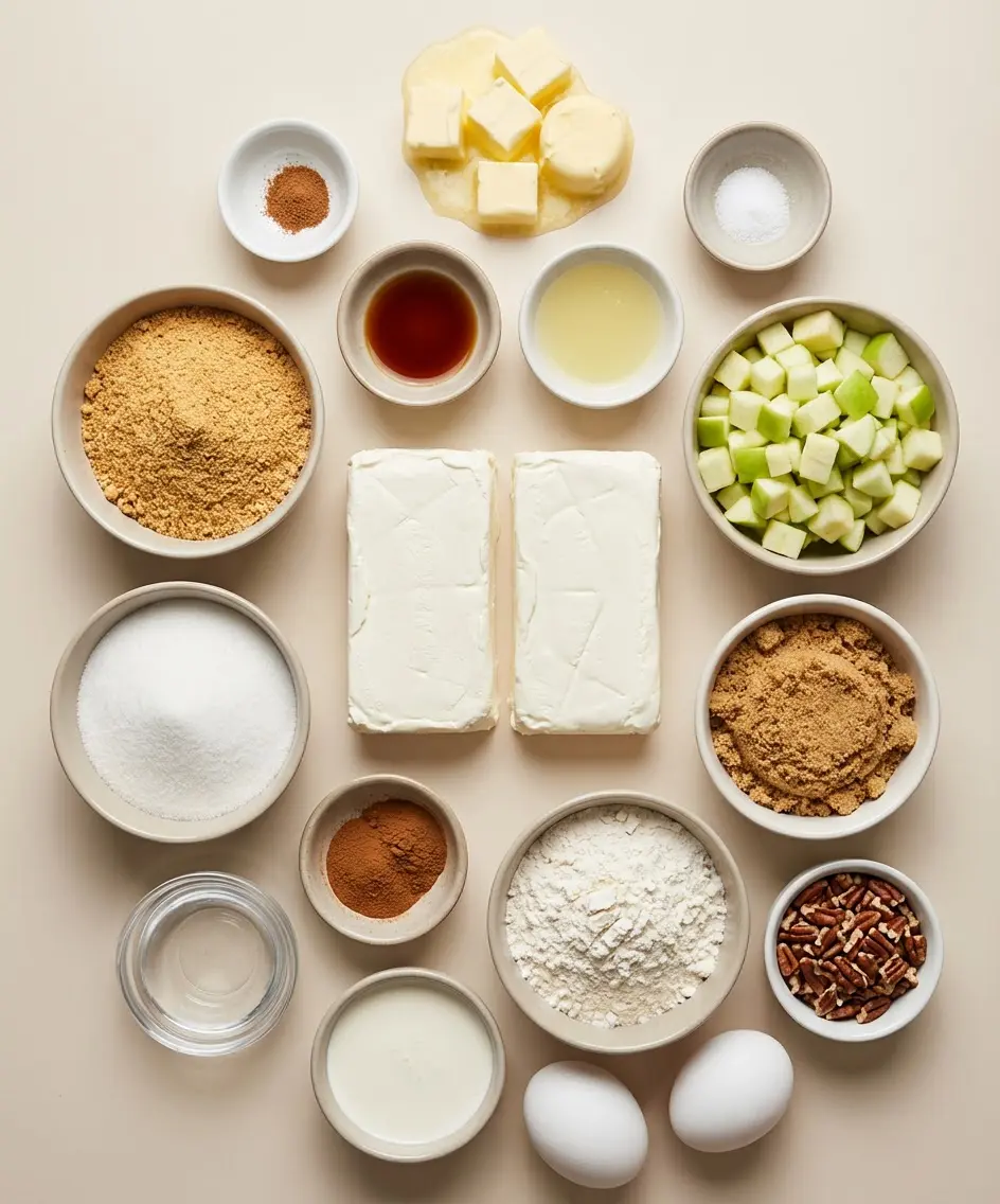 Caramel Apple Cheesecake Bars Recipe with Streusel ingredients