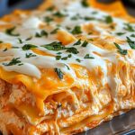 Cheesy Buffalo Chicken Lasagna with Ranch Drizzle