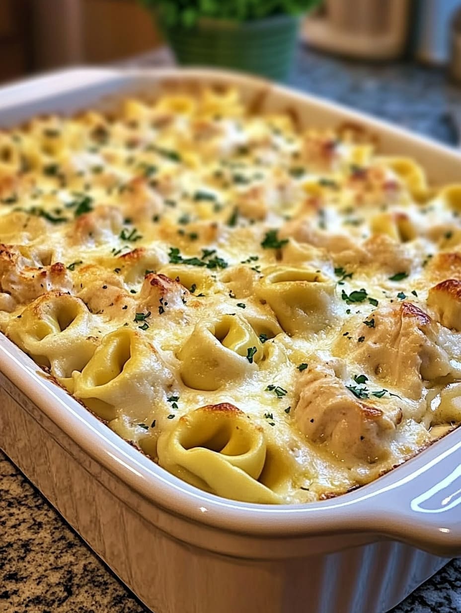 Chicken Alfredo Tortellini Casserole (Creamy & Cheesy Bake)