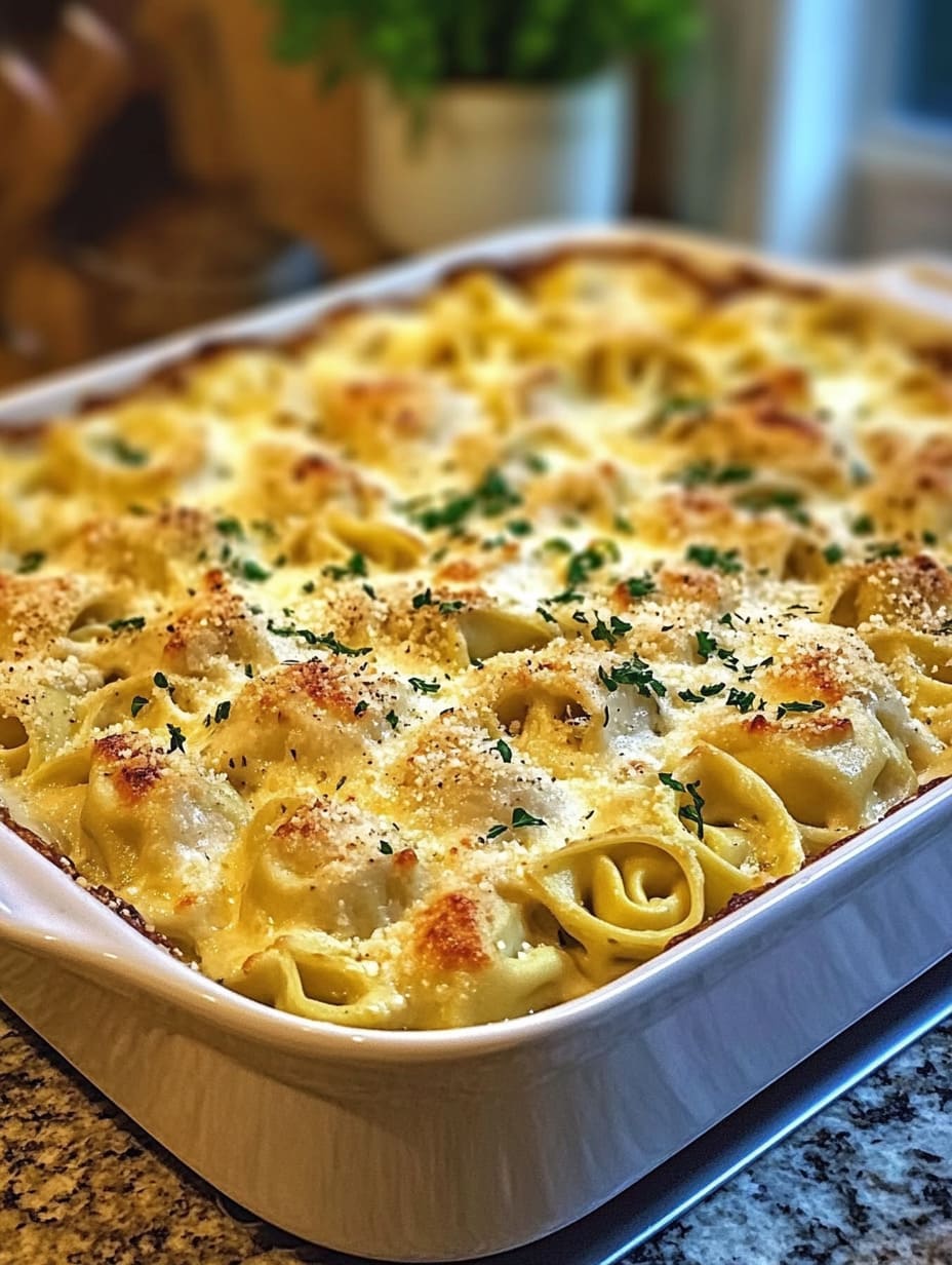 Chicken Alfredo Tortellini Casserole