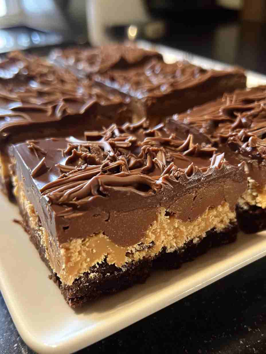 Chocolate Peanut Butter Dream Bars Recipe (No Bake)
