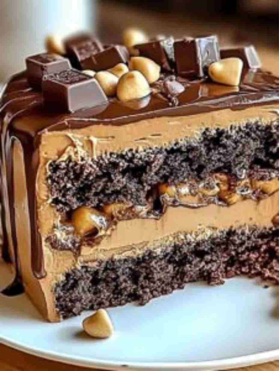Chocolate Snickers Cake Rich Layered Candy Bar Dessert