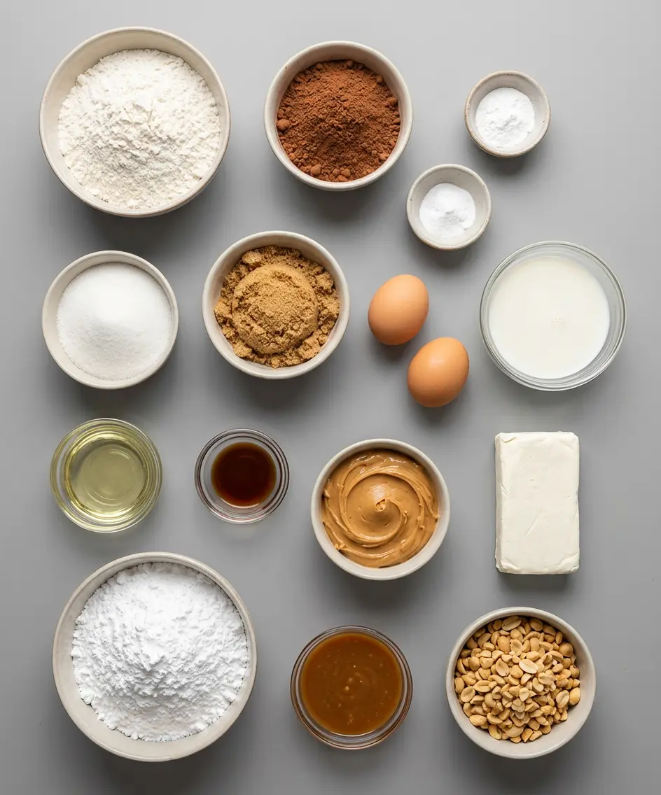 Chocolate Snickers Cake ingredients