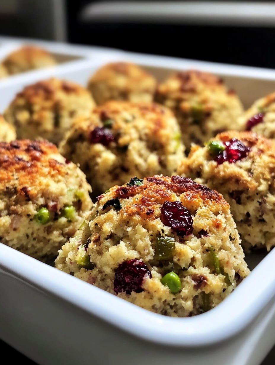 Festive Cranberry Turkey Stuffing Balls