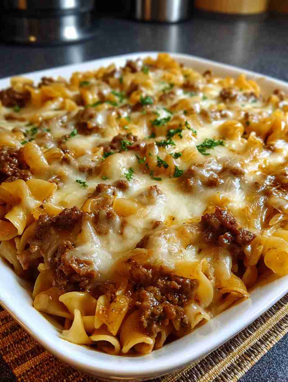 French Onion Beef and Pasta Casserole Recipe