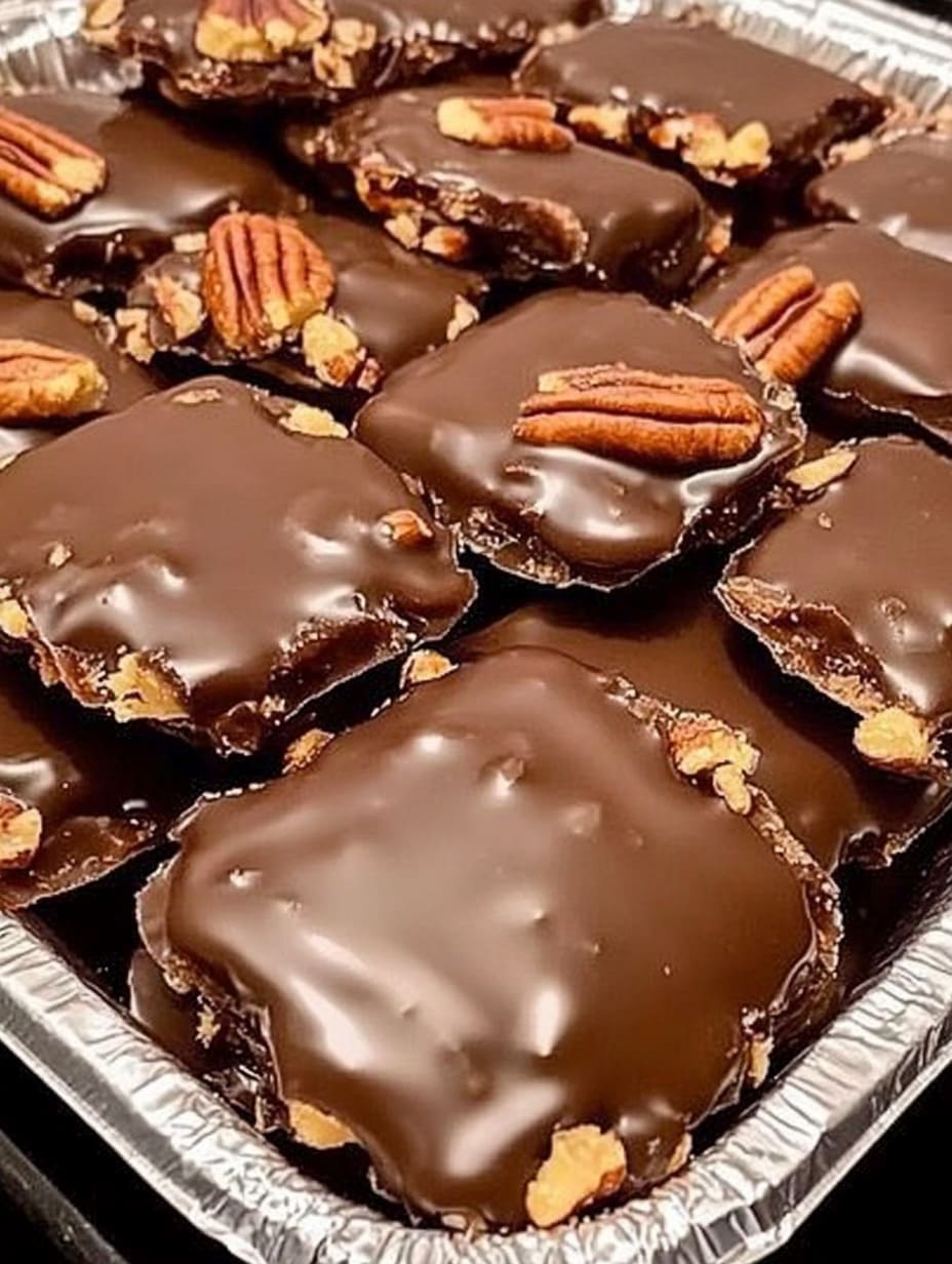 Homemade Turtle Candy with Pecans and Caramel