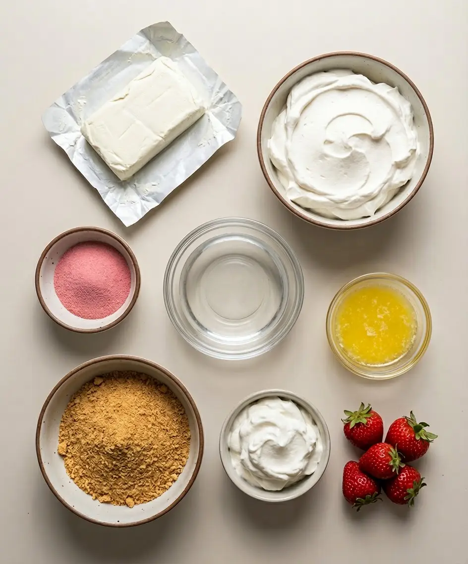 Strawberry Cream Cheese Jello Pie ingredients