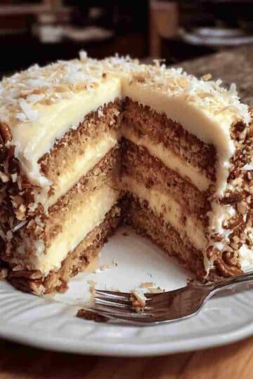 White Chocolate Coconut Pecan Cake