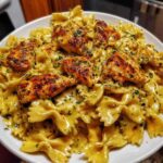 Cheesy Garlic Butter Chicken Bowties in Mozzarella Sauce
