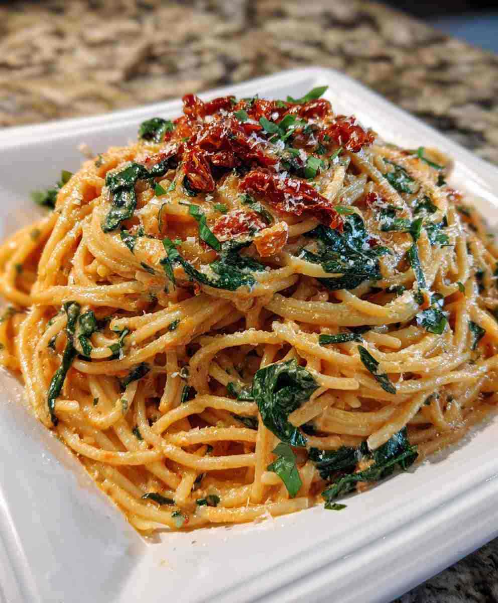 Creamy Sun-Dried Tomato Spinach Spaghetti