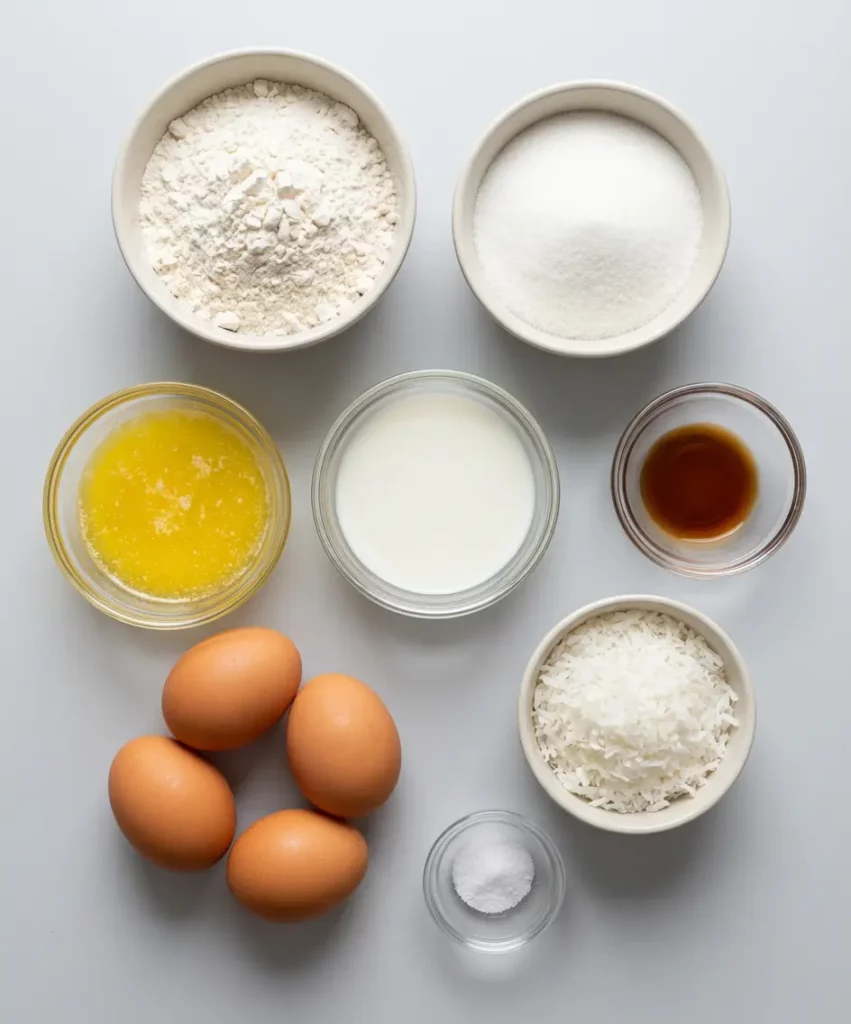 Crustless Coconut Pie Easy Creamy Dessert ingredients