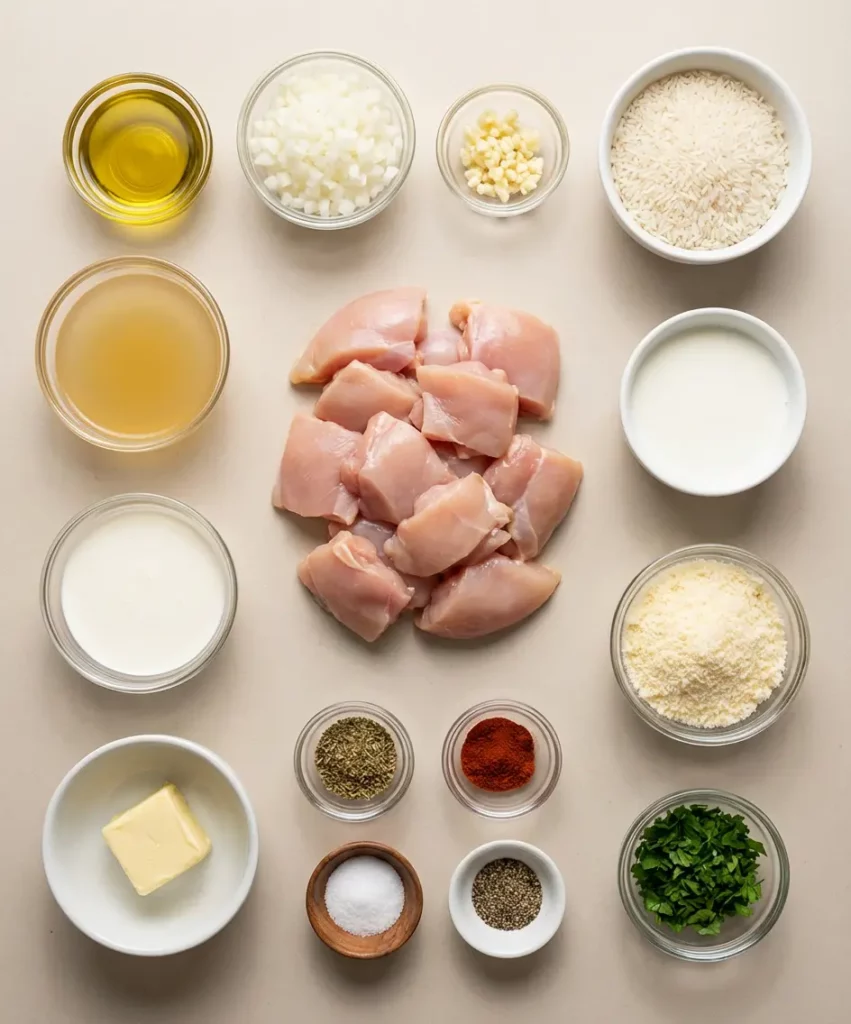 Garlic Parmesan Chicken Rice Skillet ingredients
