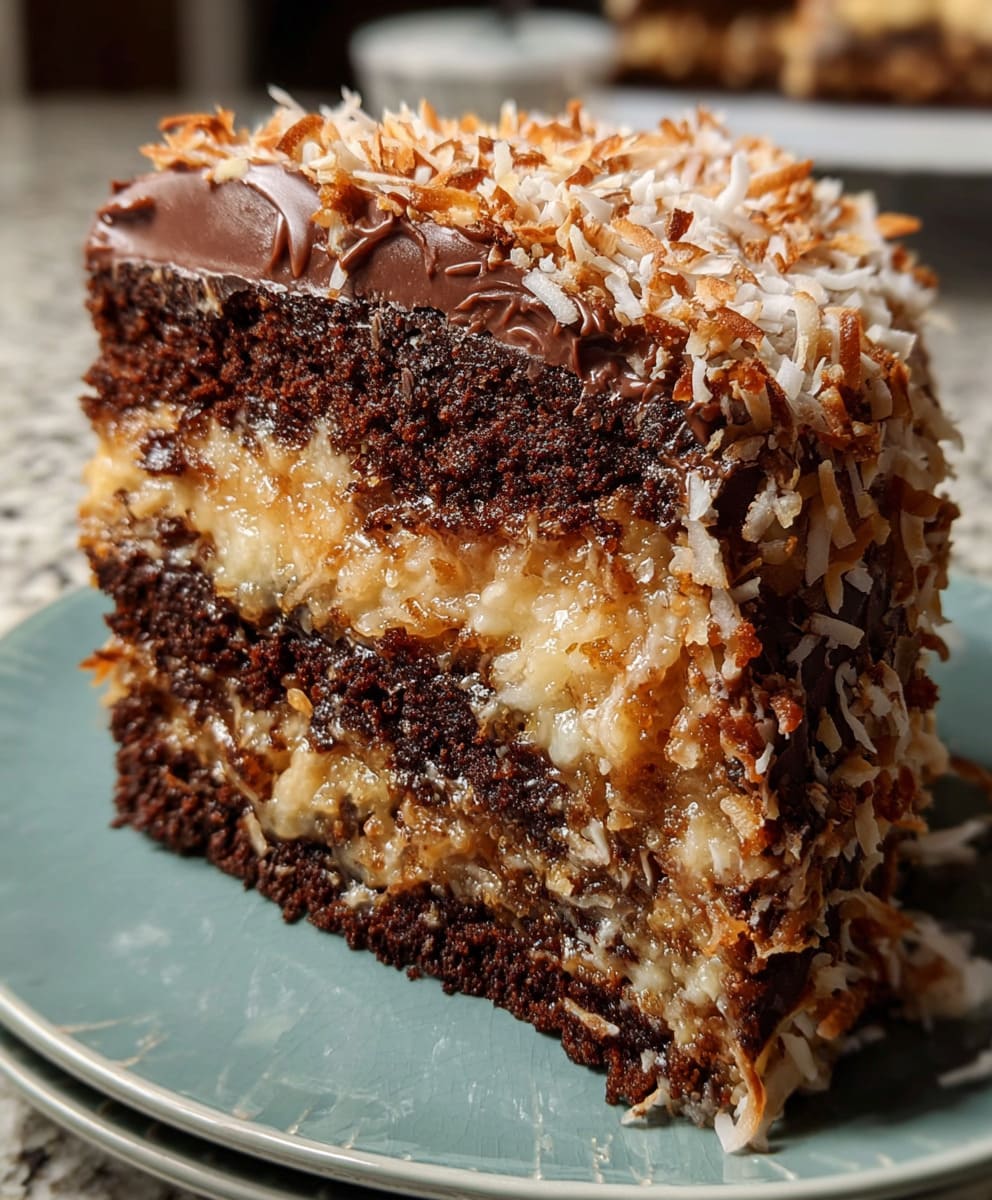 German Chocolate Cake with Coconut Pecan Frosting